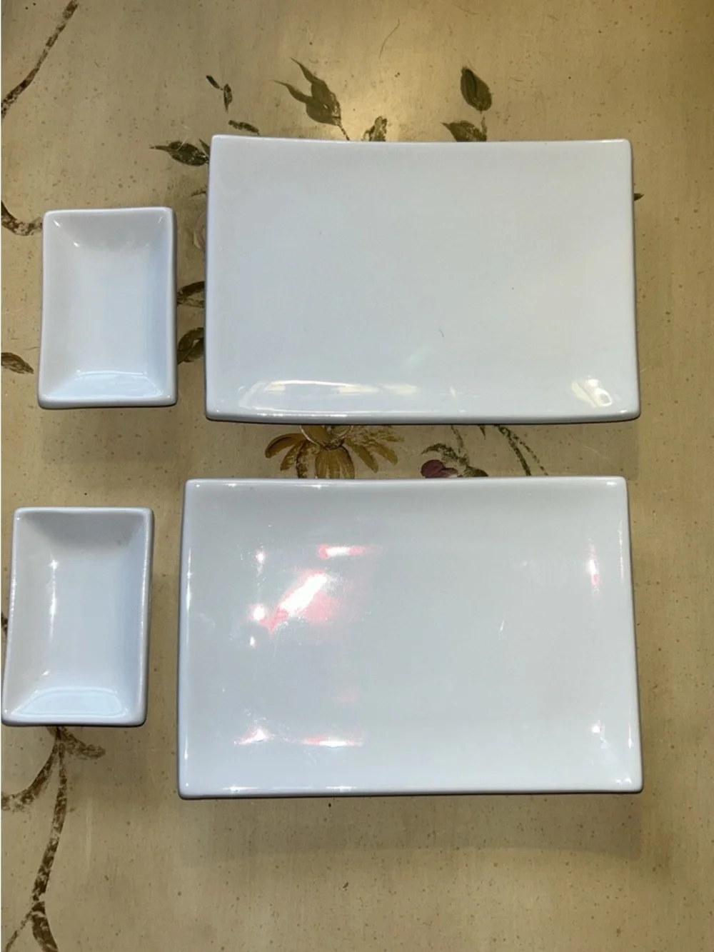 Crate & Barrel Cordon Bleu White Porcelain 8 PC Appetizer Sushi Plate Dish Set